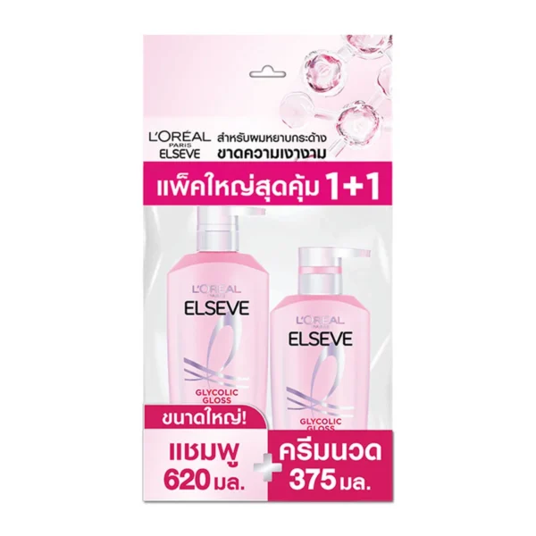 ลอรีอัล เอลแซฟ แชมพู+ครีมนวด ไกลโคลิค กลอส 620+375 มล. x 1+1