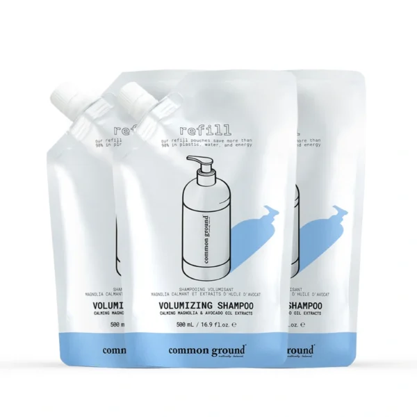 personal-care-1241 คอมมอน กราวด์ แชมพูออร์แกนิค ฟื้นฟูและปรับสมดุล กลิ่นโบทานิคอล 500 มล. x3 ถุงเติม