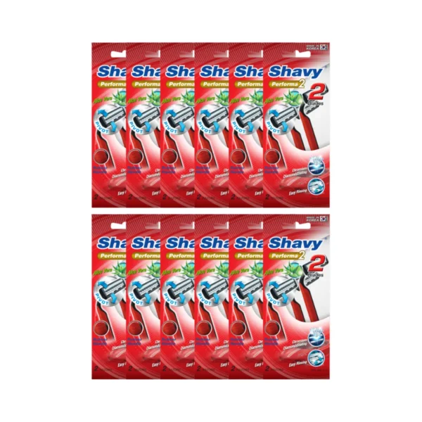 [ซื้อ 6 แถม 6 ห่อ] Shavy Performa 2 / เชฟวี่ มีดโกน 2 ใบมีด 2ด้าม/ห่อ