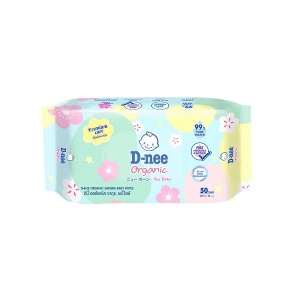 [แพ็ค3] D-nee ดีนี่ ออร์แกนิค ซากุระ เบบี้ไวพ์ 50แผ่น x3 (สินค้าคละลาย)