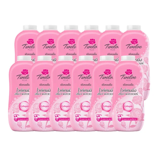 personal-care-1413 ทเวล์ฟ พลัส แป้งหอมไวท์เทนนิ่ง Whitening Pink 270G x12