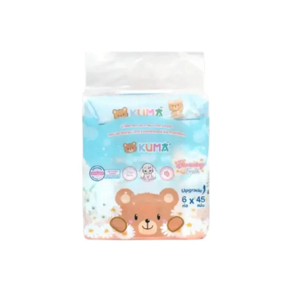 KUMA - คุมะ 1 หิ้ว กระดาษทิชชู่เปียกคุมะBlooming Fresh รุ่นฝาปิด 45 แผ่น กลิ่นบลูมมิ่งเฟรช (เซ็ต 1 หิ้ว 6 ห่อ)