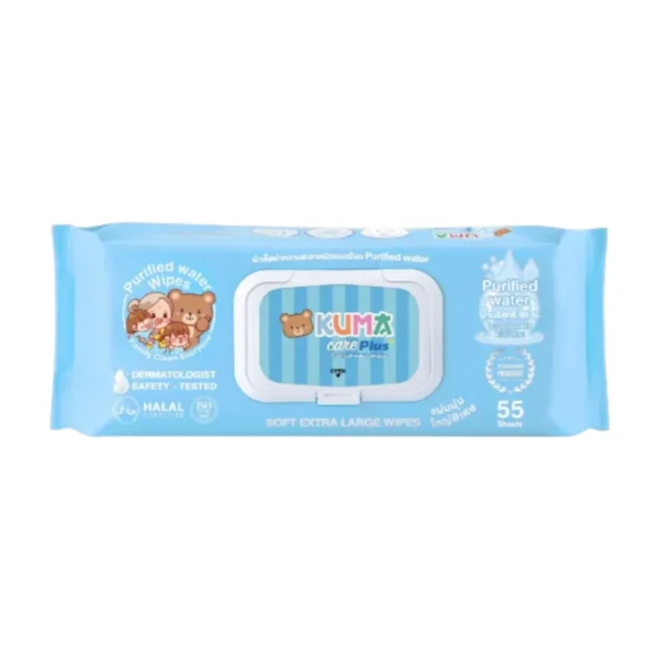 personal-care-1496 KUMA - คุมะ 1ห่อ กระดาษทิชชู่เปียกคุมะ แคร์พลัส แผ่นใหญ่ 55 แผ่น สูตรน้ําบริสุทธิ์ ผ้าเปียกเช็ดผู้ใหญ่ (1 ห่อ)