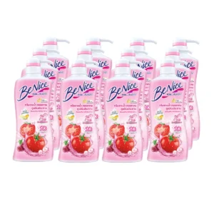 [ยกลัง] BeNice บีไนซ์ ผลิตภัณฑ์ครีมอาบน้ํา ไวท์เทนนิ่ง 400มล. x12, สีชมพู
