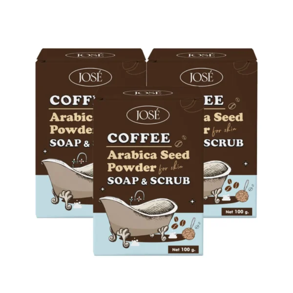 JOSE COFFEE SOAP & SCRUB สบู่สครับกาแฟ โจเซ่ ขนาด 100 กรัม 3 ก้อน