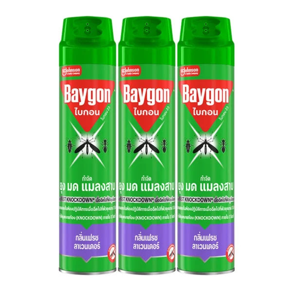 pest-air-008 ไบกอน สเปรย์กําจัดแมลง กลิ่นลาเวนเดอร์ 520 มล. x 3
