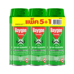 pest-air-012 ไบกอน สเปรย์กําจัดแมลง สีเขียว 250 มล. x 5+1