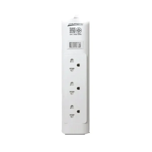 ชูโฟ ทิค ปลั๊กไฟ Plug 3 Way 1 Switch 3 ม. TIS P33 สีขาว