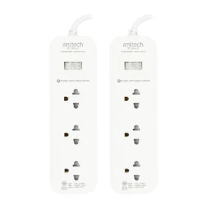 Anitech แอนิเทค ปลั๊กไฟ 1 แถม 1 รุ่น H433-PRO [สินค้ารับประกัน 2 ปี]