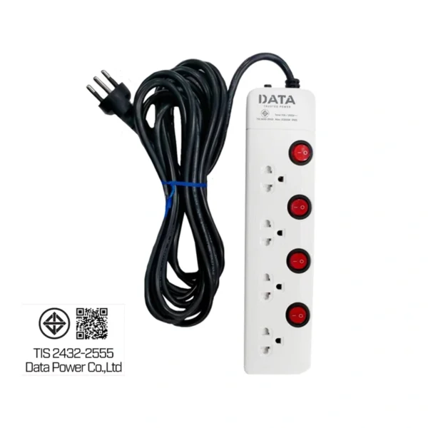 power-supply-0017 ดาต้า ปลั๊กไฟ 4 Way 4 Switch 3M. HM4496M3W
