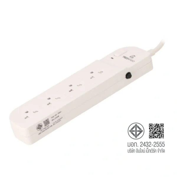 power-supply-0026 เทคโปร ปลั๊กไฟ 4 Way 1 switch 3M. PLG01