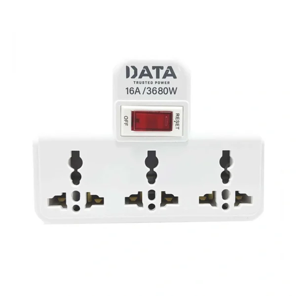 power-supply-0041 ดาต้า ปลั๊กแปลงไฟ Adapter 3 Way 1 Switch (AD265)