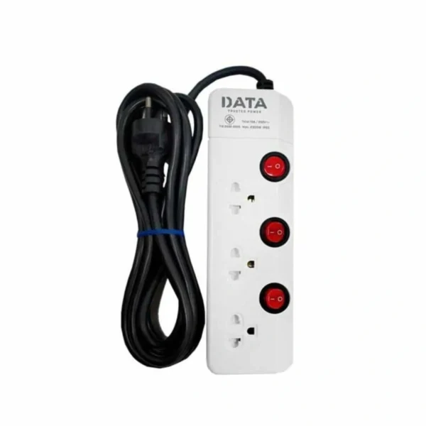 power-supply-0046 ดาต้า ปลั๊กไฟ Plug 3 Way 3 Switch 5M. TIS รุ่น HM3359M5W สีขาว