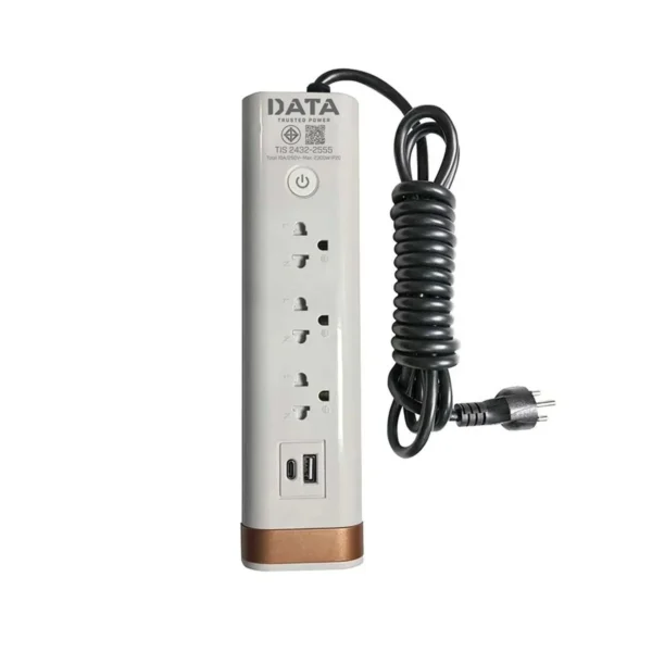 power-supply-0047 ดาต้า ปลั๊กไฟ Plug 3 Way 1 Switch 2 USB 3M. รุ่น LVUC45 3M