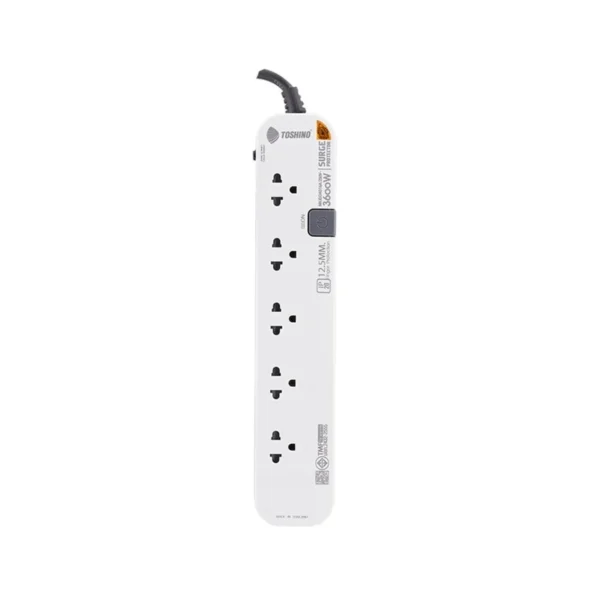 โตชิโน่ ปลั๊กไฟ TOSHINO Plug 5 Way 1 Switch รุ่น P5315-5M WG สีขาว