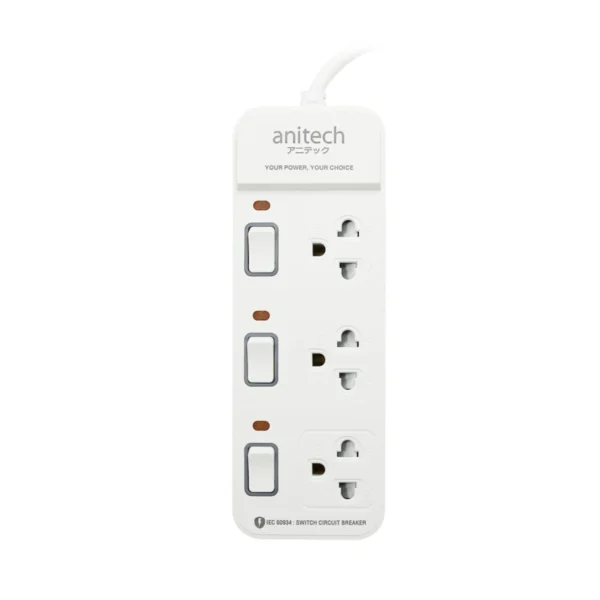 power-supply-0050 แอนิเทค ปลั๊กไฟ Plug 3 Way 3 Switch 3M. รุ่น H2133