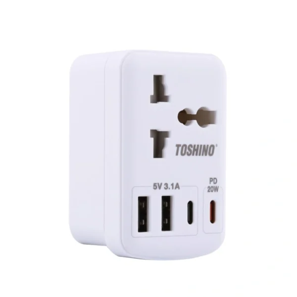 โตซิโน่ หัวแปลงปลั๊กไฟ Adapter 3P + 2 USB + 2 Type-C 3600W