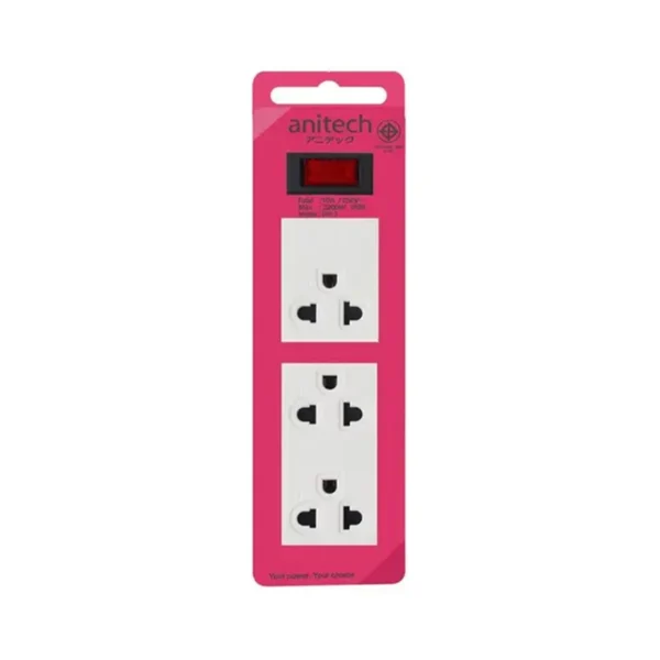 Anitech ปลั๊กไฟ มาตรฐาน มอก. รุ่น H613 ความยาวสายไฟ : 2 เมตร H613-PI