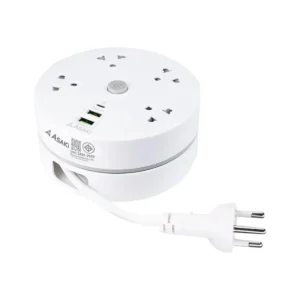 Asaki ปลั๊กไฟ มาตรฐาน มอก. ปลั๊กพ่วง รางปลั๊ก 3 ช่อง 2300W ยาว 3 เมตร รุ่น AK-PL48 - ประกัน 3 ปี ปลั๊กตลับสีเทา 3เมตร
