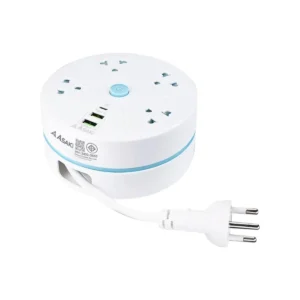 power-supply-0063 Asaki Power Strip ปลั๊กไฟตลับม้วน 3เมตร 4ช่อง มี มอก. รุ่น AK-PL49-4U3 ประกัน 3 ปี ปลั๊กกลม ฟ้า