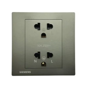 power-supply-0085 SIEMENS Relfa Plus เต้ารับคู่ มีกราวด์ มีม่านนิรภัย (พร้อมฝา) ขนาด 86 มม. สีเทาดํา