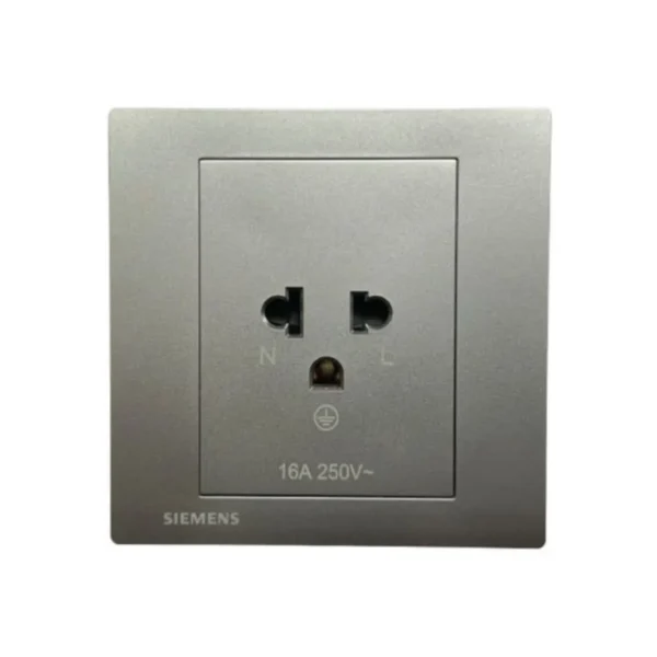 SIEMENS Relfa Plus เต้ารับเดี่ยว มีกราวด์ มีม่านนิรภัย (พร้อมฝา) ขนาด 86 มม. สีเงิน