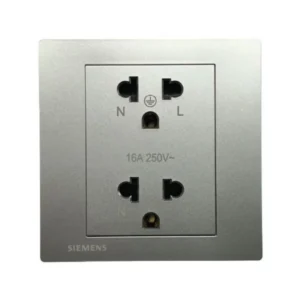 power-supply-0091 SIEMENS Relfa Plus เต้ารับคู่ มีกราวด์ มีม่านนิรภัย (พร้อมฝา) ขนาด 86 มม. สีเงิน