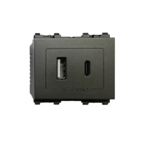 power-supply-0092 SIEMENS DELTA® Relfa เต้ารับ USB Type A +Type C สีเทาเข้ม
