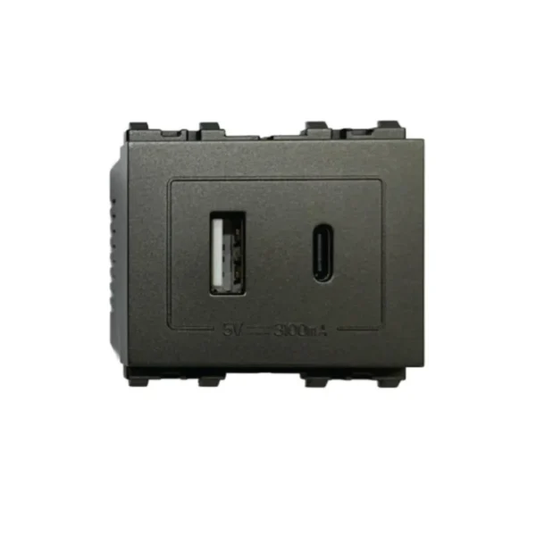 SIEMENS DELTA® Relfa เต้ารับ USB Type A +Type C สีเทาเข้ม