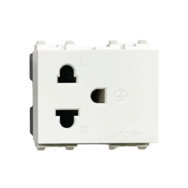 power-supply-0095 SIEMENS DELTA® Relfa เต้ารับขากลมแบน เดี่ยว มีกราวน์ มีม่านนิรภัย สีขาว
