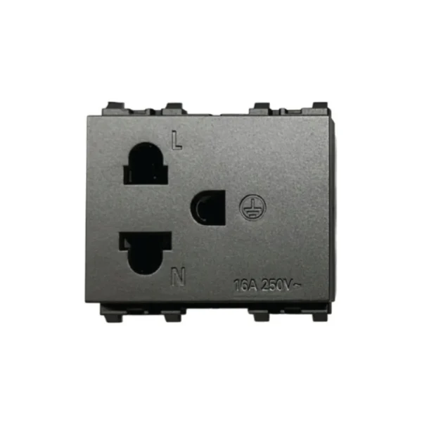 power-supply-0096 SIEMENS DELTA® Relfa เต้ารับขากลมแบน เดี่ยว มีกราวน์ มีม่านนิรภัย สีเทาเข้ม