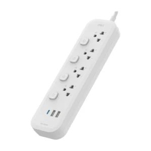 power-supply-0135 Deli รางปลั๊กไฟ กําลังไฟ 2300W 4ช่อง 3เมตร 2USB 1C สีเทา รุ่น CT495 1ชิ้น