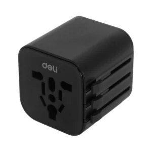power-supply-0143 Deli หัวแปลงปลั๊กไฟ หัวชาร์จต่างประเทศ แรงดันไฟ110-230V สีดํา รุ่น ET765 1ชิ้น 110-230v920wอัพเกรด
