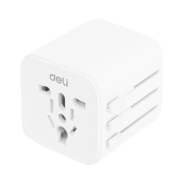 power-supply-0149 Deli หัวแปลงปลั๊กไฟ หัวชาร์จต่างประเทศ แรงดันไฟ110-230V สีขาว รุ่น ET765 1ชิ้น 110-230v 920wอัพเกรด