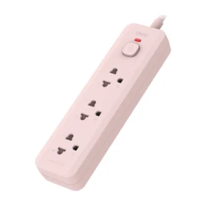 power-supply-0158 Deli รางปลั๊กไฟ กําลังไฟ 3ช่อง 3เมตร 1สวิตซ์ สีชมพู รุ่น CT481 1ชิ้น