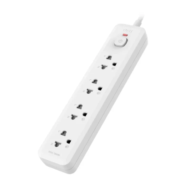 Deli รางปลั๊กไฟ 10A 2300W มี มอก. 4ช่อง 3เมตร 1สวิตซ์ สีขาว รุ่น CT463 1ชิ้น