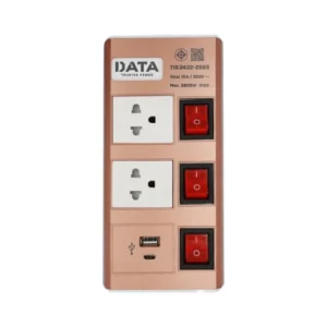 DATA ปลั๊กไฟ รุ่น HMDU326 2 ช่อง 3 สวิตช์ USB 1A 1C รองรับกําลังไฟ 3600watt ปลั๊กพ่วง มอกแท้ ปลั๊กสามตา สีทองแดง,USB A+C 3 เมตร