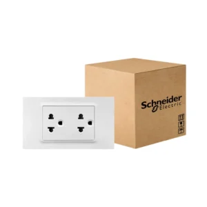 power-supply-0197 ยกลัง x60 ชุด| Schneider Electric ชุดเต้ารับคู่ 3ขา พร้อมม่านนิรภัย 16A 250V สีขาว รุ่น Miluz E | Ucanbuys