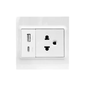 Schneider ชุดเต้ารับ USB Type A+C+เต้ารับเดี่ยว 3ขา 16A 250V ขนาด 3x3 สีขาว รุ่น Miluz E | Ucanbuys