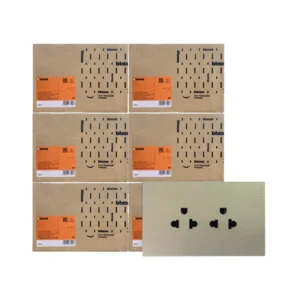 ยกลัง ชุดเต้ารับคู่มีกราวด์ 3ขา มีม่านนิรภัยแนวตั้ง สีไทเทเนียม 16A 250V | Nexy | QT4185AE