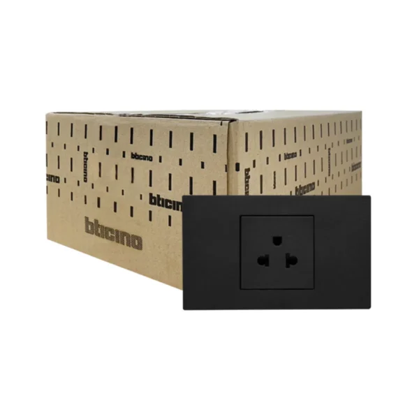 power-supply-0210 แพ็ค 10 | BTicno ชุดเต้ารับเดี่ยว 3ขา Socket 2 P+E 16A 250V สีกราไฟต์ Graphite รุ่น Nexy