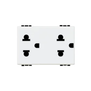 BTicino Socket Duplex Universal 2P+T 16A 127/250 Vac รุ่น Living Light White | N4185