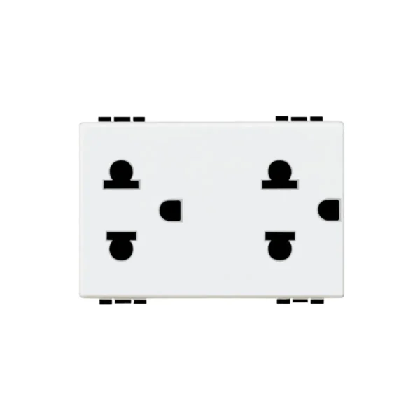 BTicino Socket Duplex Universal 2P+T 16A 127/250 Vac รุ่น Living Light White | N4185