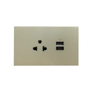 BTicino ชุดเต้ารับ USB Type A+C+เต้ารับเดี่ยว3ขา สีไทเทเนียม 15w 3,000mA รุ่น Nexy | QT4126AC