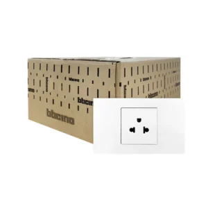 power-supply-0243 แพ็ค 10 | BTicno ชุดเต้ารับเดี่ยว 3 ขา มีม่านนิรภัย 2 P+E 16A 250V สีขาว White รุ่น Nexy
