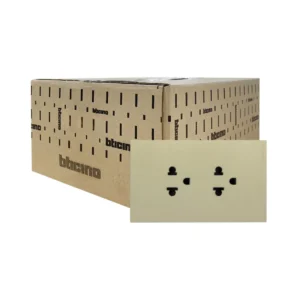 power-supply-0244 แพ็ค 10 ชุดเต้ารับคู่มีกราวด์ 3 ขา มีม่านนิรภัย สีไทเทเนียม 16A 250V รุ่น Nexy | QT4185A
