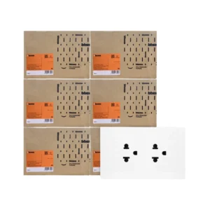 ยกลัง ชุดเต้ารับคู่มีกราวด์ 3ขา มีม่านนิรภัย สีขาว 16A 250V รุ่น Nexy | QW4185A