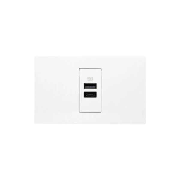 BTicino ชุดเต้ารับ USB Type A+Type C ขนาด 1 ช่อง สีขาว White 15 W. รุ่น Nexy