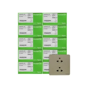 power-supply-0254 ยกลัง x100ชุด | Schneider เต้ารับคู่ 3ขา มีกราวด์ มีม่านนิรภัย สีทอง รุ่นAvatarOn E | E83426UES2_WG