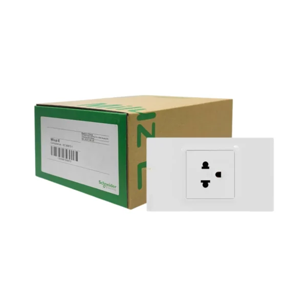 ยกกล่อง x10 ชุด | Schneider Electric ชุดเต้าเดี่ยว 3ขา พร้อมม่านนิรภัย 16A 250V สีขาว รุ่น Miluz E |Ucanbuys